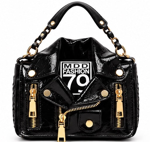 Trendy Moto Jacket Mini Handbag – Chain Strap Purse