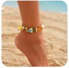 Beach Bliss Seashell & Starfish Charm Anklet – Coastal Summer Jewelry