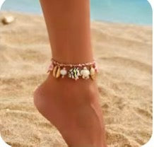 Beach Bliss Seashell & Starfish Charm Anklet – Coastal Summer Jewelry
