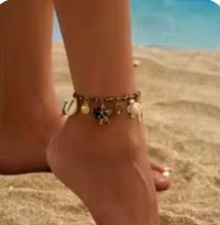 Beach Bliss Seashell & Starfish Charm Anklet – Coastal Summer Jewelry