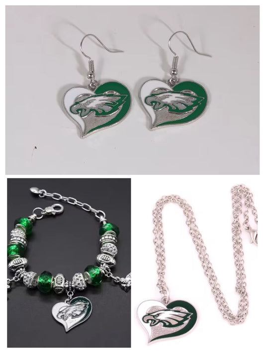 Women’s Philly Eagles team 3 piece Jewelry Set