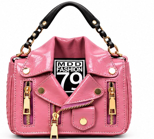 Trendy Moto Jacket Mini Handbag – Chain Strap Purse