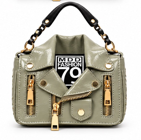 Trendy Moto Jacket Mini Handbag – Chain Strap Purse